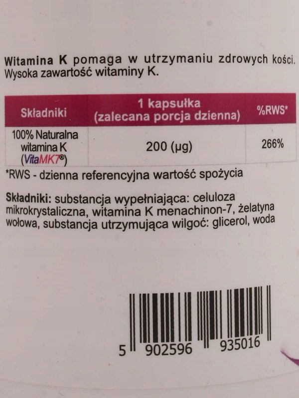 Suplement diety Medicaline Witamina K2 Mk-7 Z Natto Forte kapsułki 60 szt.