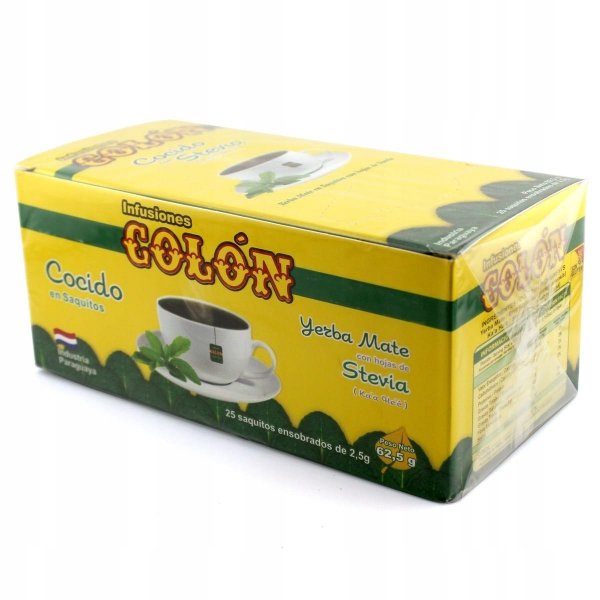 Yerba Mate w saszetkach Colon Cocido con Stevia 25 x 2,5g torebek Stewia