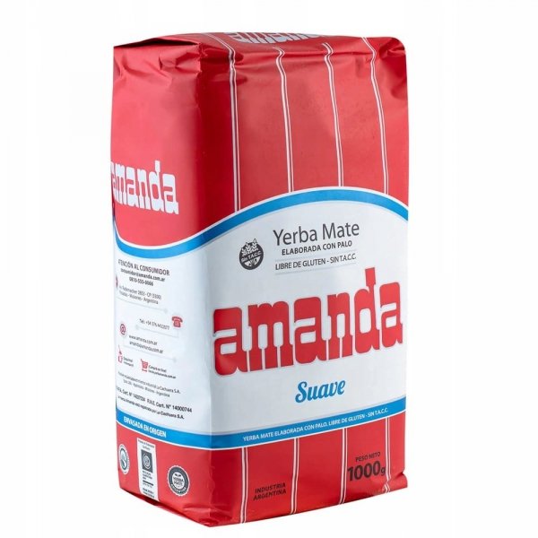 Yerba Mate Amanda SUAVE 1000g Bajo Contenido Polvo 1kg