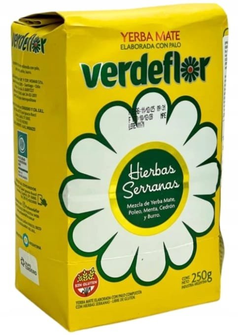 Yerba Mate Verdeflor Hierbas Serranas 250g 0,25kg Menta Cedron