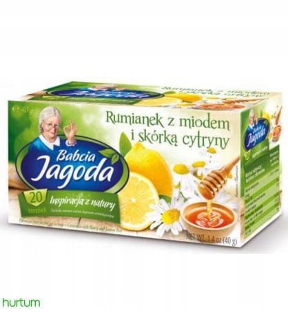 Herbatka owocowo ziołowa Babcia Jagoda Herbata rumianek z miodem i cytryną
