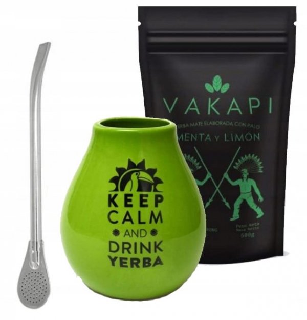 Zestaw Startowy Yerba Mate Vakapi Menta Limon 500g + Matero + Bombilla