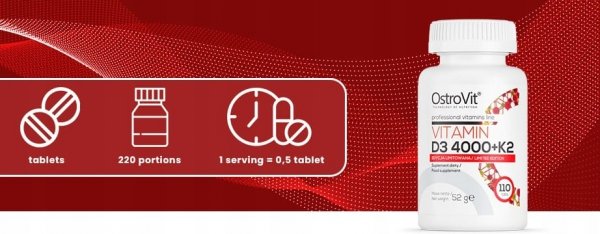 OstroVit D3 4000 IU + K2 MK-7 110 tabs ZDROWE KOŚCI ODPORNOŚĆ