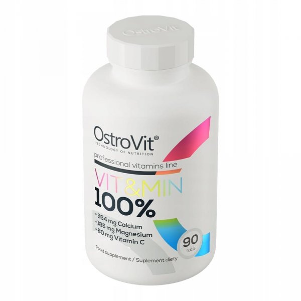 OstroVit 100% Vit&Min Witaminy Minerały Wapń Magnez 90 tabletek