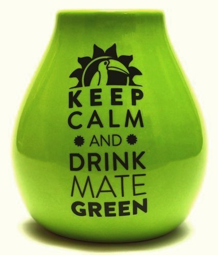 Matero Ceramiczne Zielone Logo Keep calm and Drink Yerba Mate