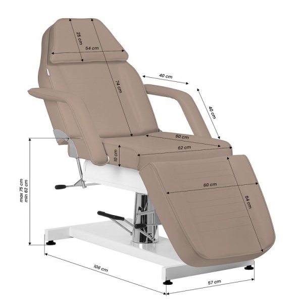 Fotel kosmetyczny hydrauliczny Sillon v2 210 szarobrązowy