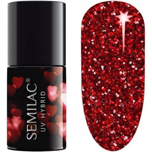 SEMILAC 318 BURGUNDY RED GLITTER LAKIER HYBRYDOWY 7 ML