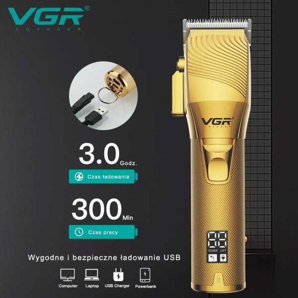 VGR V-280 Maszynka fryzjerska metalowa złota