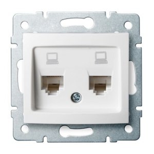 Gniazdo komputerowe podwójne niezależne (2x RJ45Cat 6 Jack) Stopień IP 24756