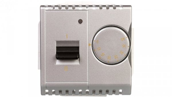 Simon Basic Regulator temperatury z czujnikiem wewnętrznym 16A 230V srebrny mat BMRT10w.02/43