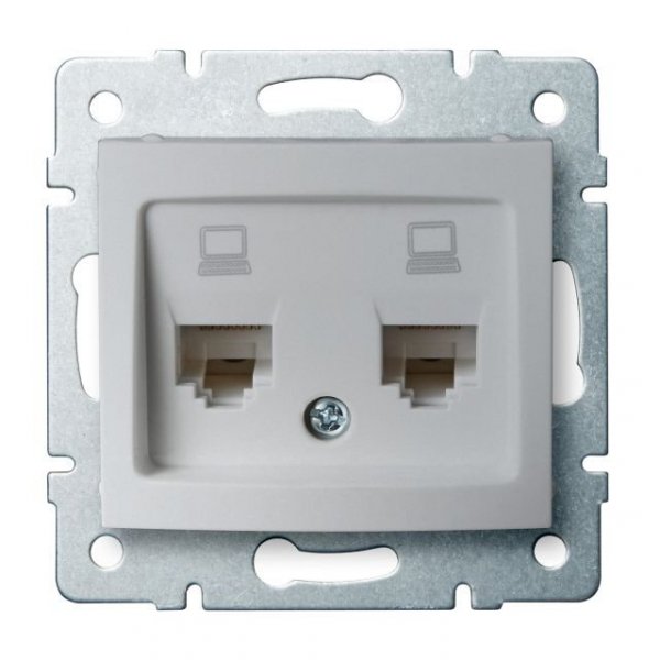 Gniazdo komputerowe podwójne niezależne (2x RJ45Cat 5e Jack) Stopień IP 24873