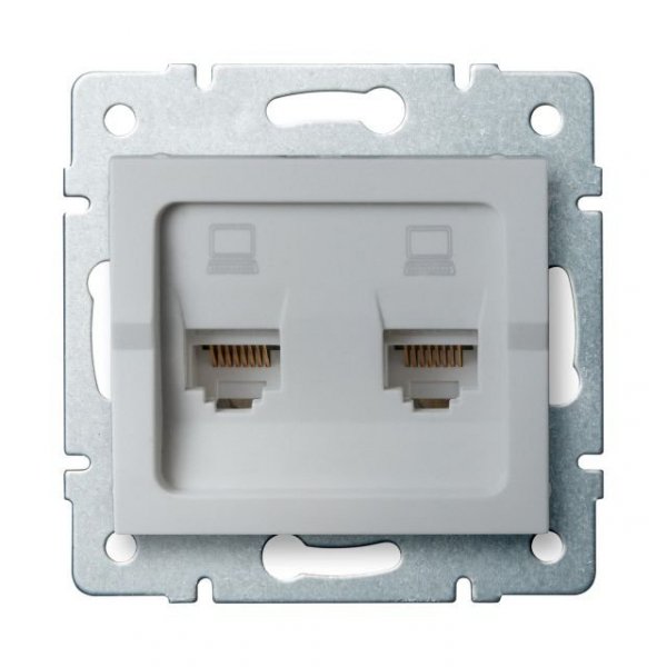 Gniazdo komputerowe podwójne niezależne (2x RJ45Cat 6 Jack) Wysokość [mm] 25229