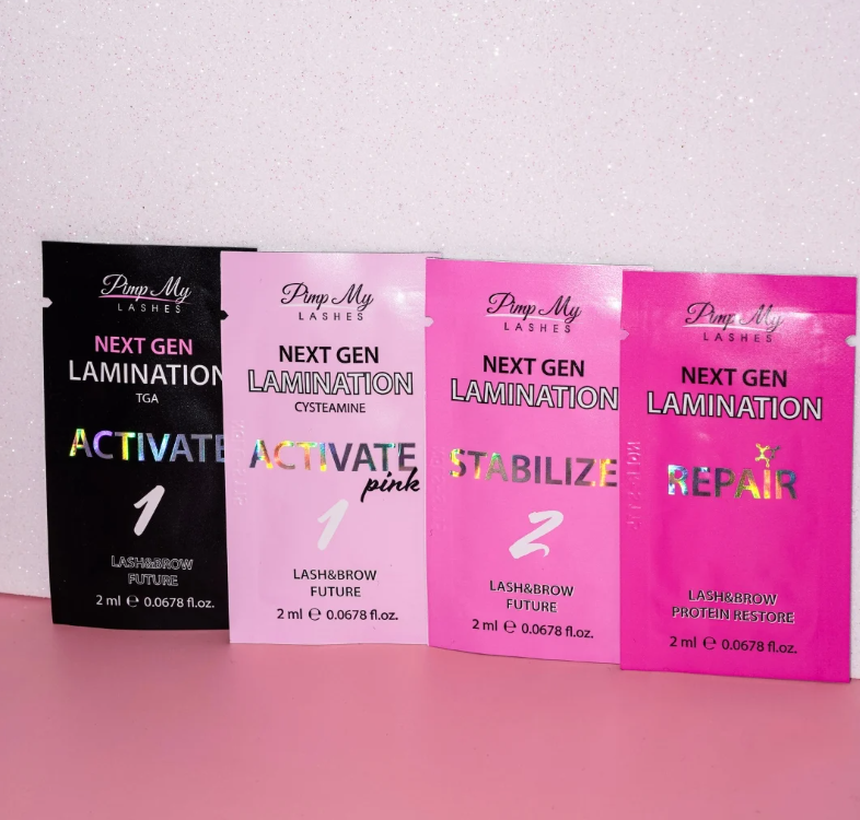Zestaw saszetek do laminacji rzęs i brwi NEXT GEN z ulotką Korean &amp; Classic meets Pimp My Lashes