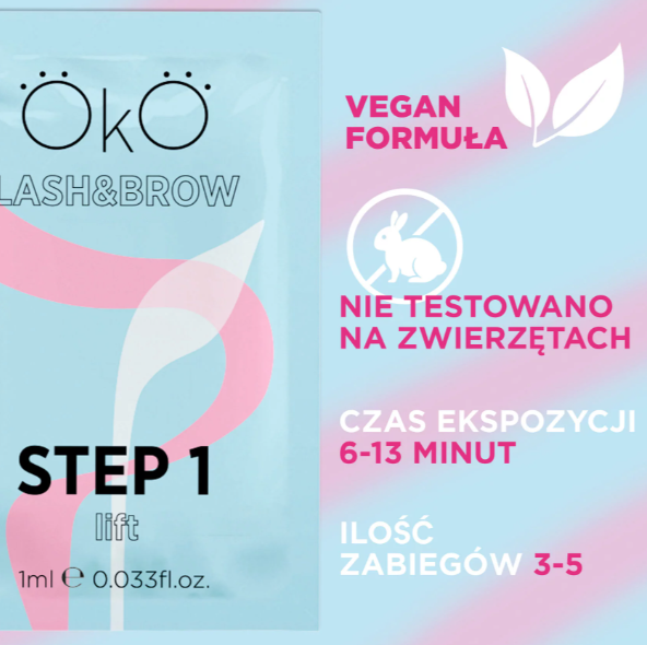 Środek do laminowania rzęs i brwi STEP 1 LIFT, pudełko 5 saszetek OkO