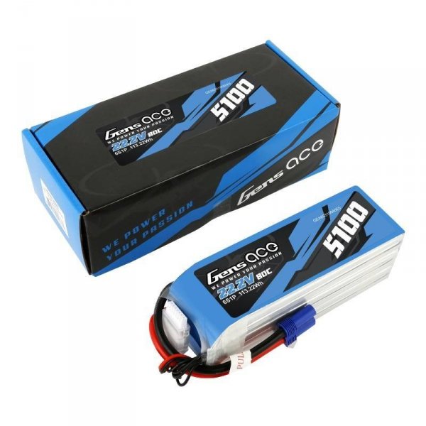 Akumulator GensAce 5100mAh 22.2V 80C 6S1P EC5