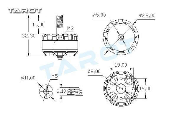 Silnik Tarot MT2205Ⅱ CCW 2300KV - 3-4S - 300W - TAROT TL400H15