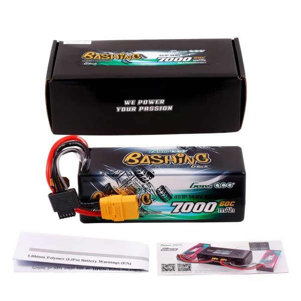 Gens ace G-Tech 7000mAh 14.8V 60C 4S1P Lipo Battery Pack with XT90 Plug Bashing Series