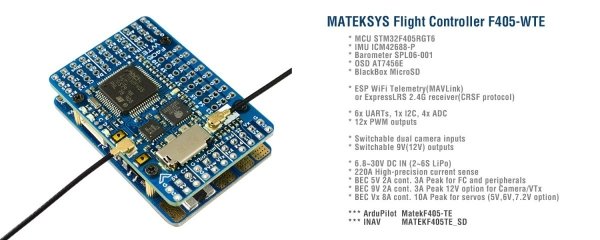MATEK F405-WTE Flight Controller w ELRS or Wifi 