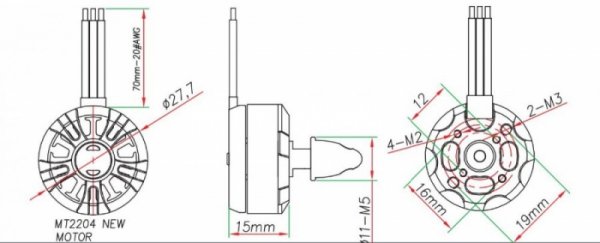 Silnik bezszczotkowy Rocket MT2204 15T 2300KV CW