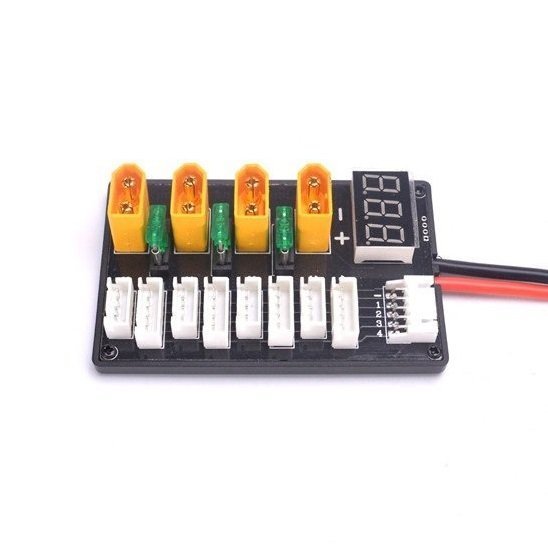 Adapter do ładowarki - równoległe ładowanie do 4 akumulatorów - XT60 - wyświetlacz