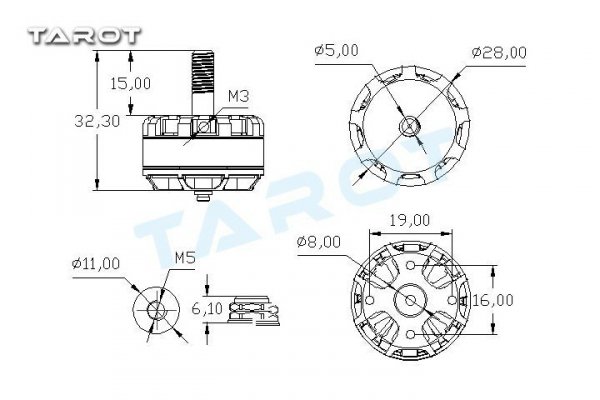 Silnik Tarot MT2205Ⅱ CW 2300KV - 3-4S - 300W - TAROT TL400H14