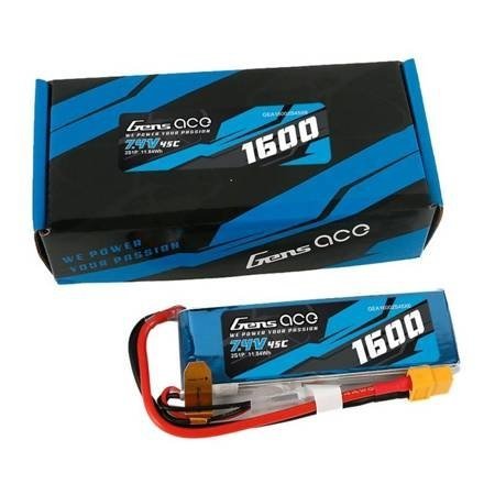 Akumulator GensAce LiPo 1600mAh 7.4V 45C 2S1P XT60