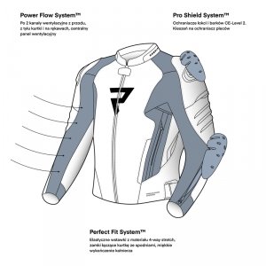 Kurtka motocyklowa skórzana Rebelhorn Veloce Black Grey Fluo Yellow