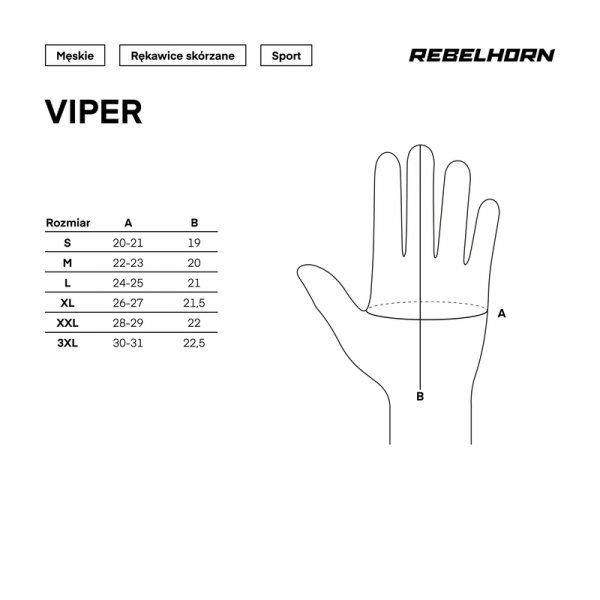 REBELHORN RĘKAWICE MOTOCYKLOWE SKÓRZANE VIPER BLAC