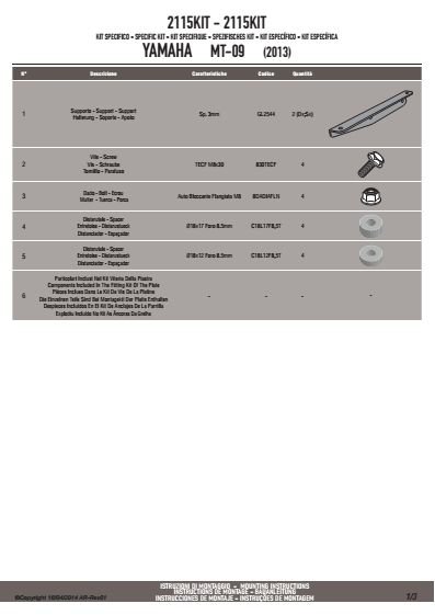 KAPPA 2115KIT MOCOWANIE YAMAHA MT-09 900 13-14