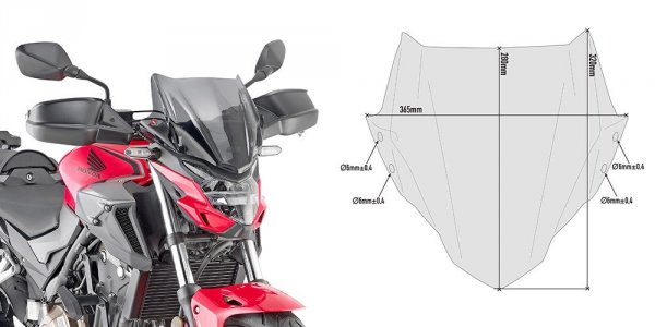 GIVI 1176A SZYBA DYMIONA 28 x 36,5 cm HONDA CB 500 F