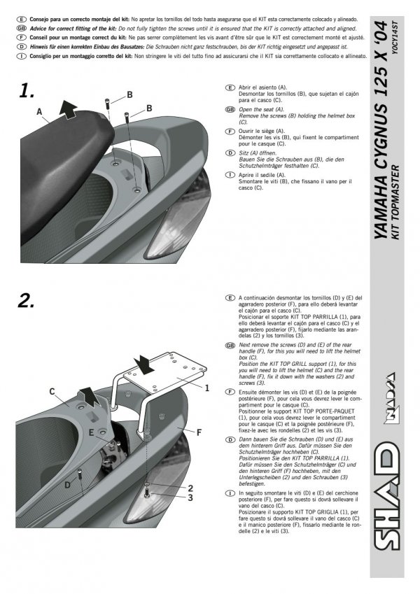 SHAD Y0CY14ST STELAŻ KUFRA TYŁ DO YAMAHA CYGNUS X 125