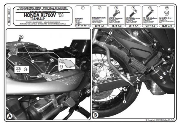 Kappa KL203 stelaż boczny  Honda Xl 700V Transalp 08