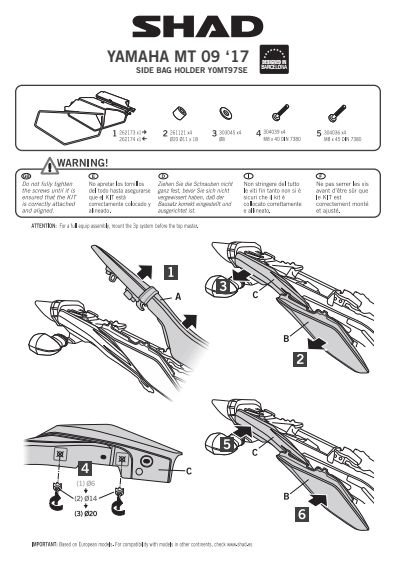 SHAD Y0MT97SE STELAŻ SAKW PÓŁSZTYWNYCH DO YAMAHA MT 09
