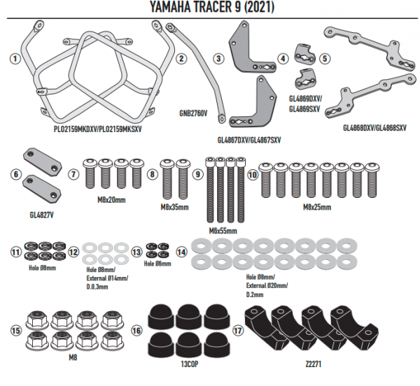 GIVI STELAŻ KUFRÓW ONE-FIT CAM YAMAHA Tracer 9 (21