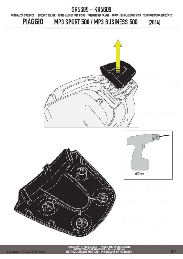 GIVI SR5609 STELAŻ KUFRA CENTRALNEGO Z MONOKEY PIAGGIO MP3