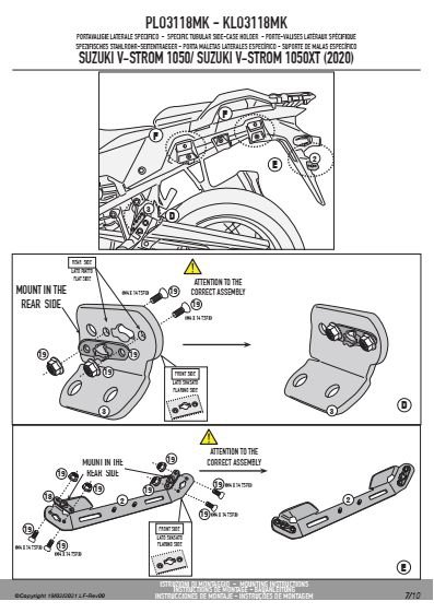 GIVI PLO3118MK STELAŻ KUFRÓW BOCZNYCH ONE-FIT MONOKE SUZUKI V-Strom