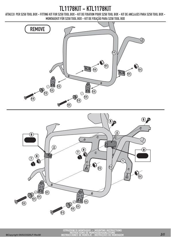 GIVI TL1178KIT KIT MONTAŻOWY S250 DO STELAŻA