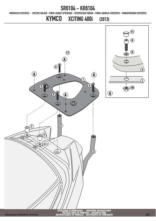 GIVI SR6104 Mocowanie pod kufer Kymco Xciting 400i (13-14)