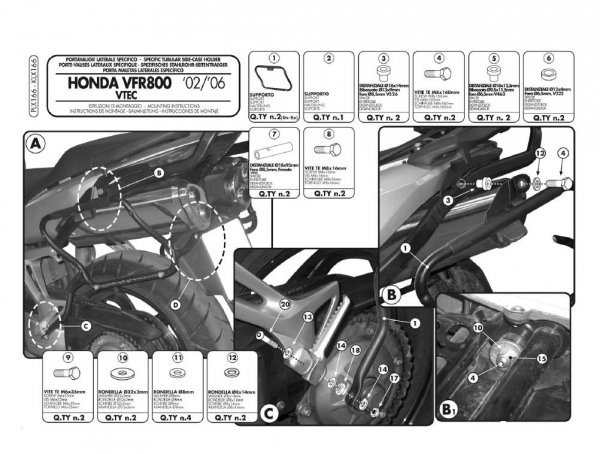 Givi PLX166 stelaż boczny v35 VFR 800 VTEC (02>11)