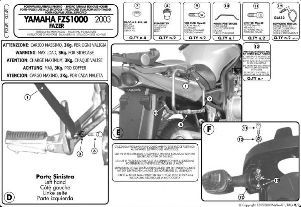 Kappa KL349 stelaż boczny Yamaha Fazer 1000 03-05