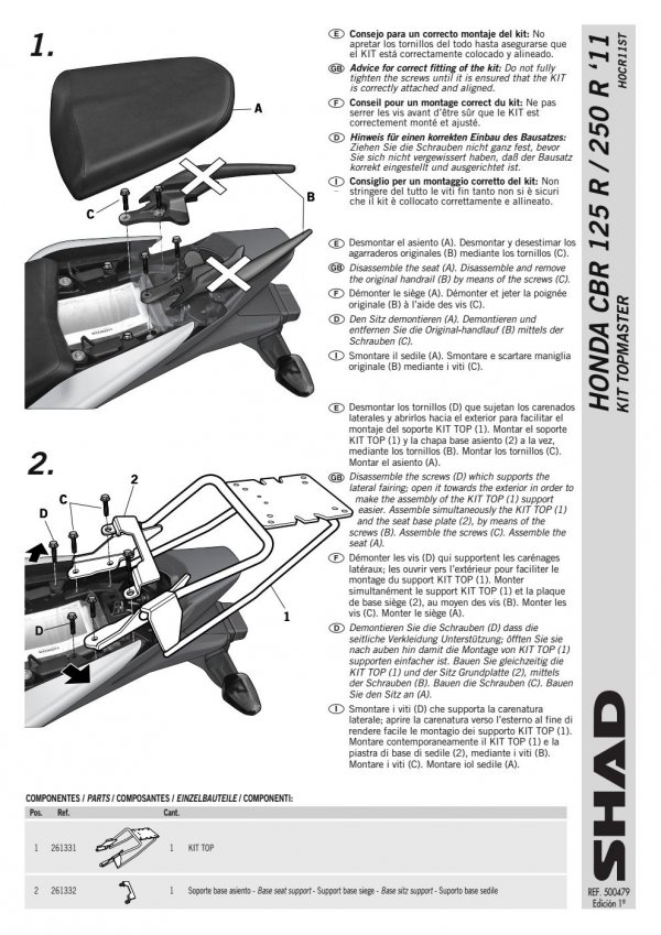 SHAD H0CR11ST STELAŻ KUFRA TYŁ DO HONDA CB300F - 11/16