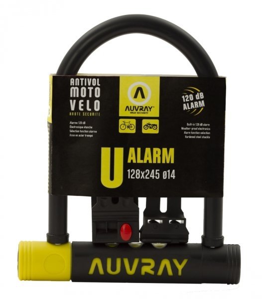 Zapięcie U-LOCK AUVRAY Z ALARMEM - 128 x 245 mm, średnica bolca 14 mm