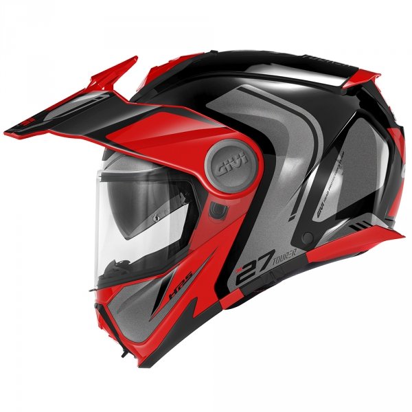 GIVI KASK X.27 TOURER SZCZĘKOWY CZARNY Z CZERWONYM