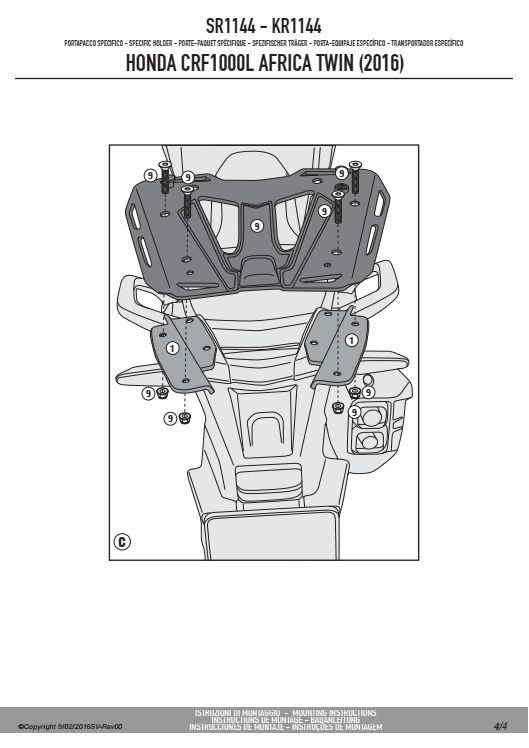 GIVI SR1144 STELAŻ KUFRA CENTRALNEGO (BEZ PŁYTY) - HONDA