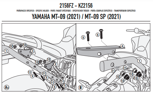 GIVI STELAŻ KUFRA CENTRALNEGO YAMAHA MT-09 / MT-09