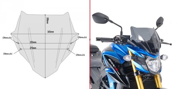 GIVI A3113 SZYBA DYMIONA 28 x 36,5 cm SUZUKI GSX S750