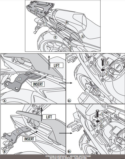 GIVI STELAŻ KUFRA CENTRALNEGO BEZ PŁYTY HONDA NC 7
