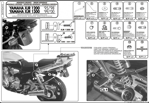 Stelaż centralny Givi 341F Yamaha XJR