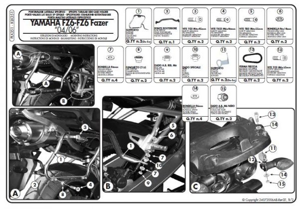 Kappa KLX351 stelaż boczny v35 do FZ6/ FAZER '04-06