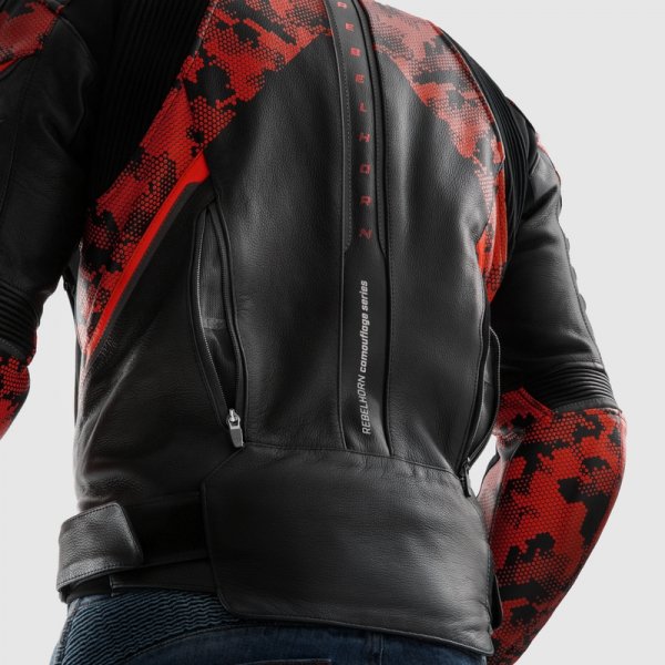 REBELHORN KURTKA SKÓRZANA VELOCE CAMO BLA/FLUO RED